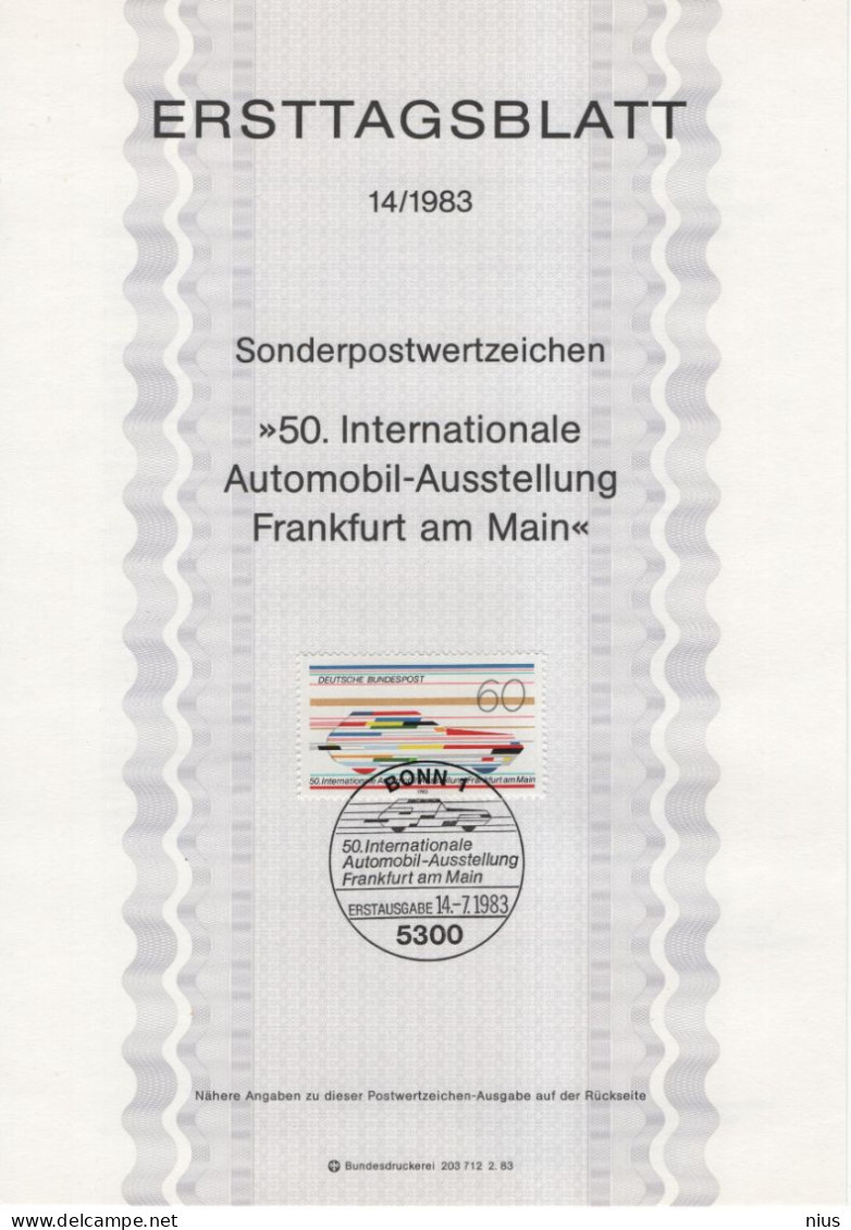 Germany Deutschland 1983-14 Automobil-Ausstellung, Automobile Exhibition Frankfurt Am Main, Car Cars, Transport, Bonn - 1981-1990