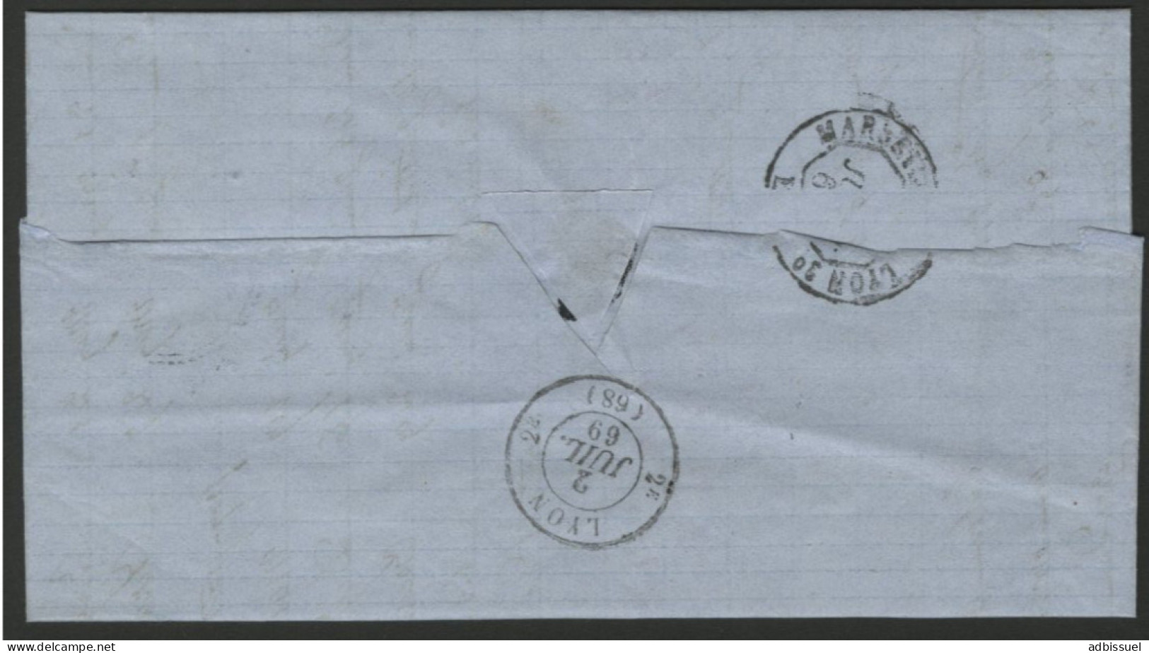 DRÔME N° 29B Obl GC 123 + C. à D. Perlé (T 22) AOUSTE 1/7/69 Indice 9 = 60 € Sur Lettre Pour Lyon - 1849-1876: Periodo Classico