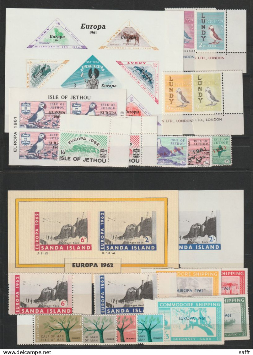 Lot Kanalinseln - Lundy, Calf Of Man, Sanda Island, Isle Of Jethou, Guernsey Sark Postfrisch Mit Blocks Europa 1961/1962 - Ortsausgaben