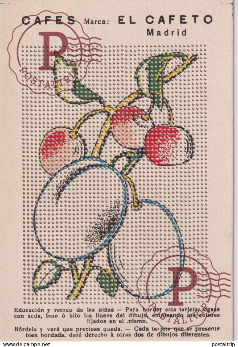 PUBLICIDAD. PUBLICITE. CAFE. EL CAFETO. MADRID. TARJETA PARA BORDAR. COFFEE. POSTCARD TO EMBROIDERY. - Werbepostkarten