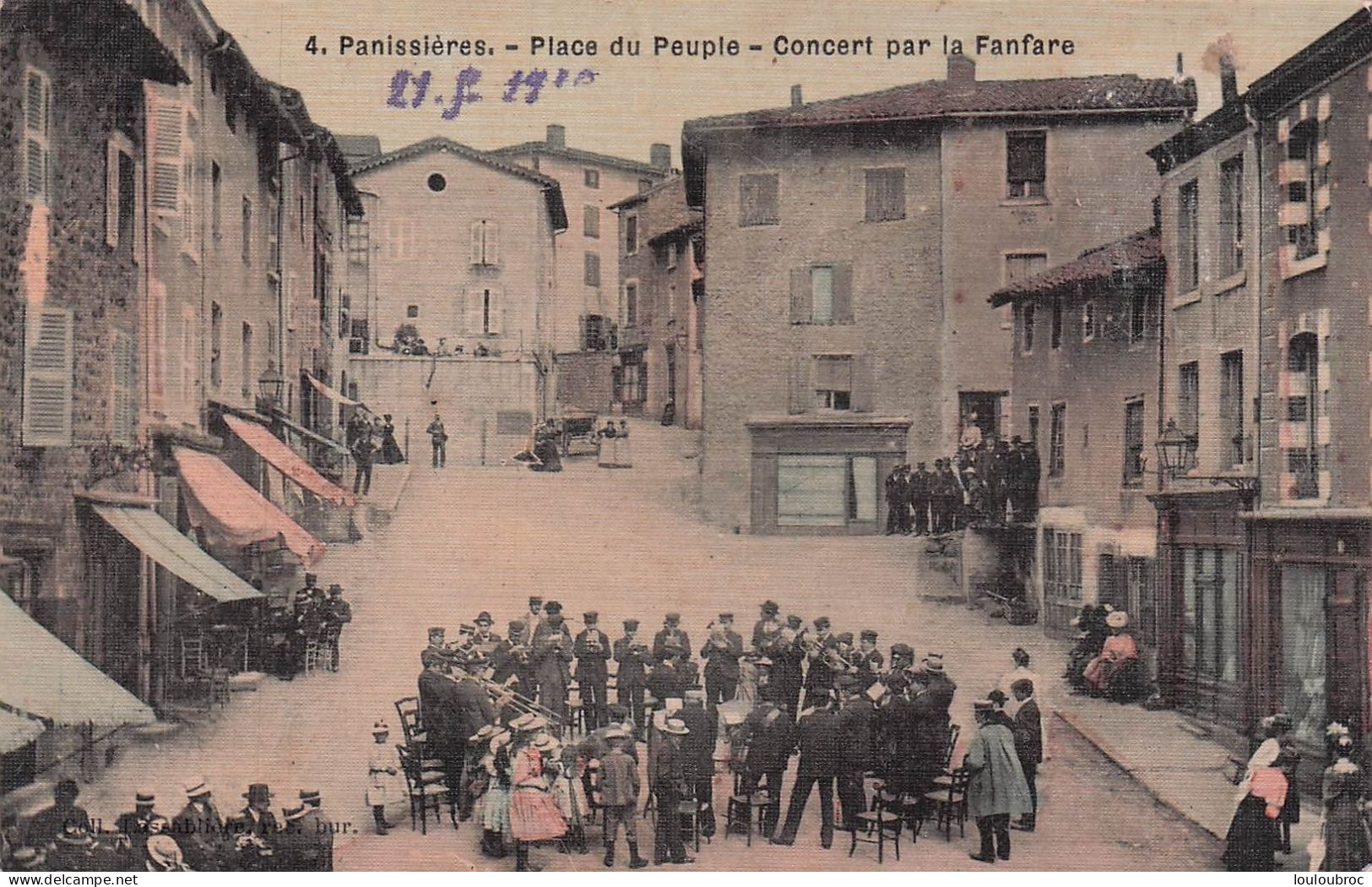 PANISSIERES PLACE DU PEUPLE CONCERT PAR LA FANFARE TOILEE COULEUR 1910 - Autres & Non Classés