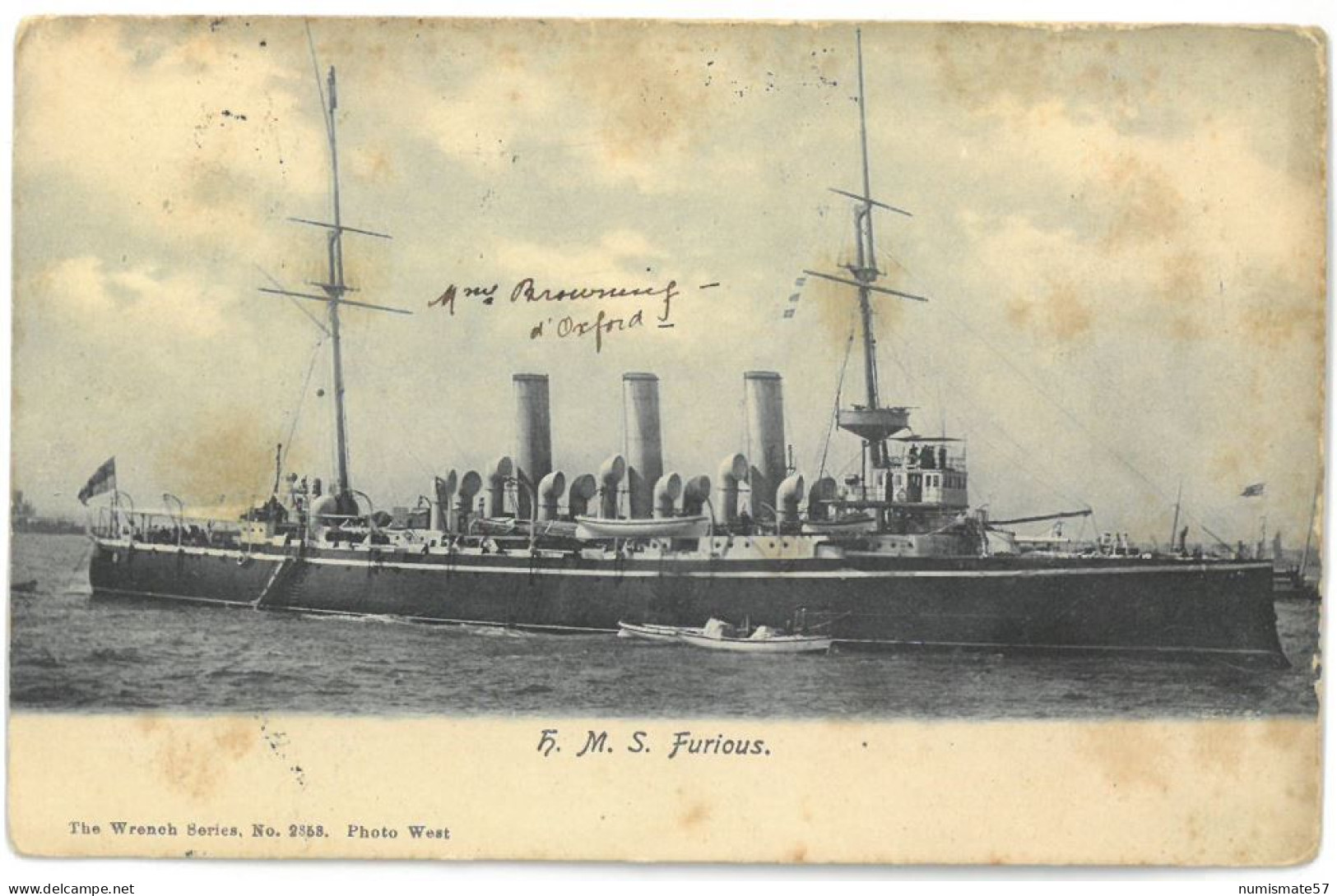 CPA HMS FURIOUS - Cruiser - Croiseur - Royal Navy - The Wrench Series N°2353 Photo West - Année 1904 - Guerra