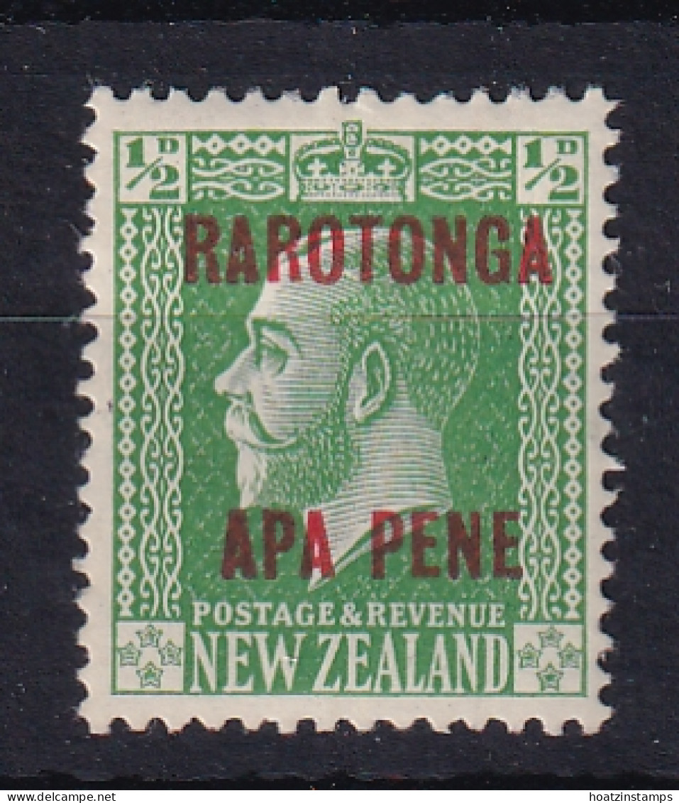 Rarotonga: 1919   KGV 'Rarotonga' OVPT     SG56    ½d    MH - Cookinseln