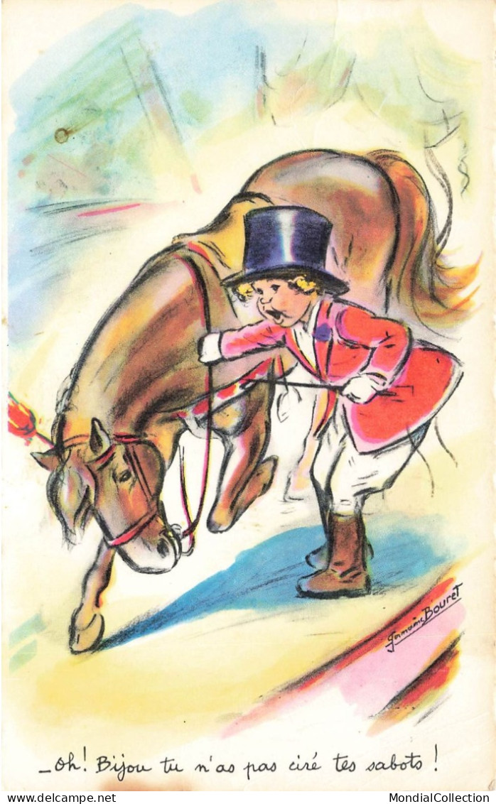 MIKIBP5-012- CAVALIER ET CHEVAL PAR ILLUSTRATEUR GERMAINE BOURET - Bouret, Germaine