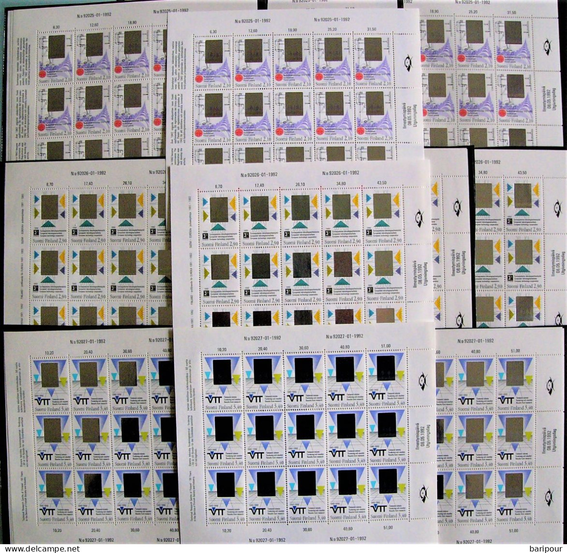 Finnland 1992** Technologie 25 Kompl. Sätze Kleinbogen MiNr. 1175-1177 Michel 3000,- Euro - Unused Stamps