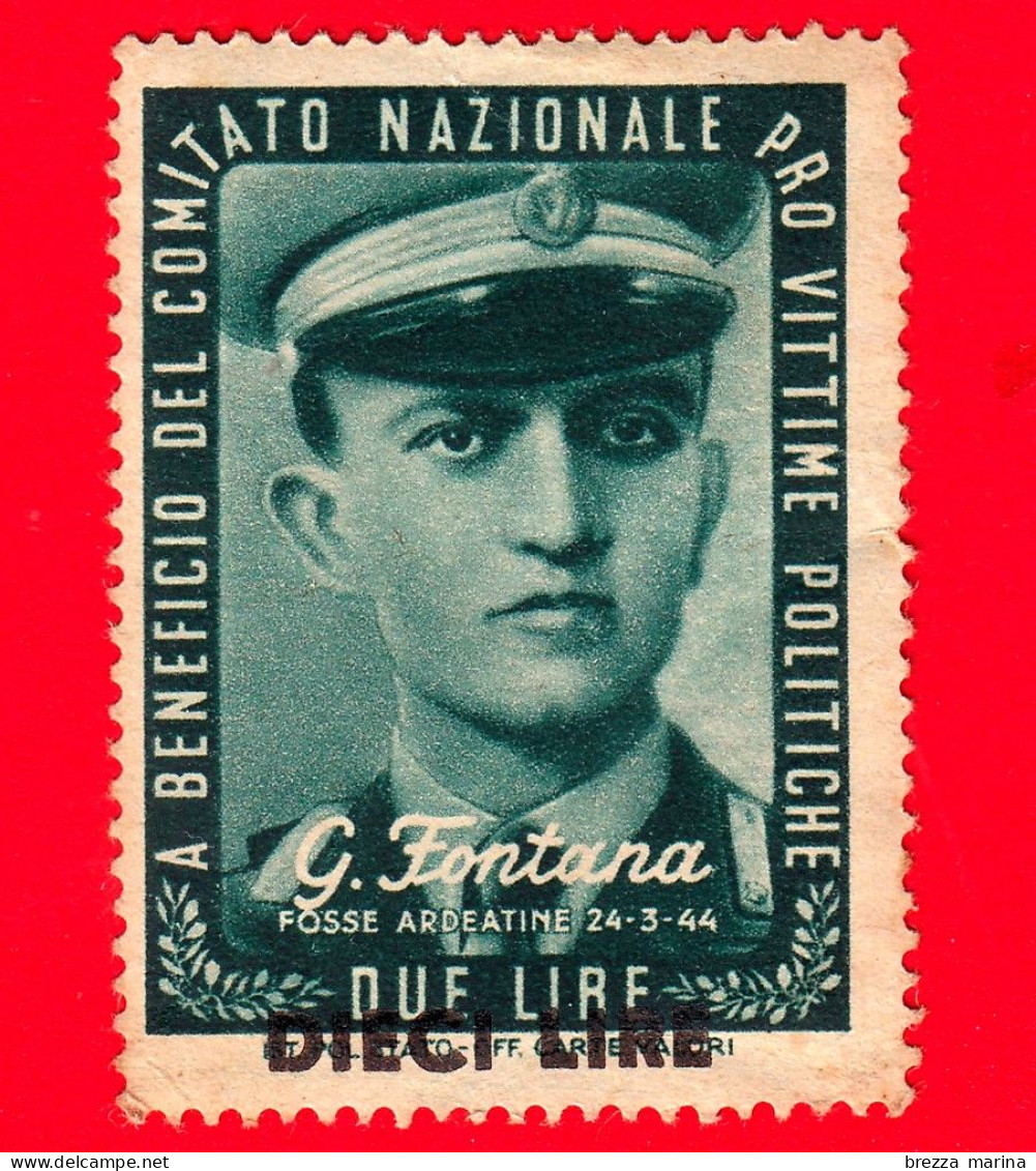 ITALIA - Nuovo - Comitato Pro Vittime Politiche -  G. Fontana - Fosse Ardeatine 1944 - 2 Lire - Sovrastampato DIECI Lire - Revenue Stamps