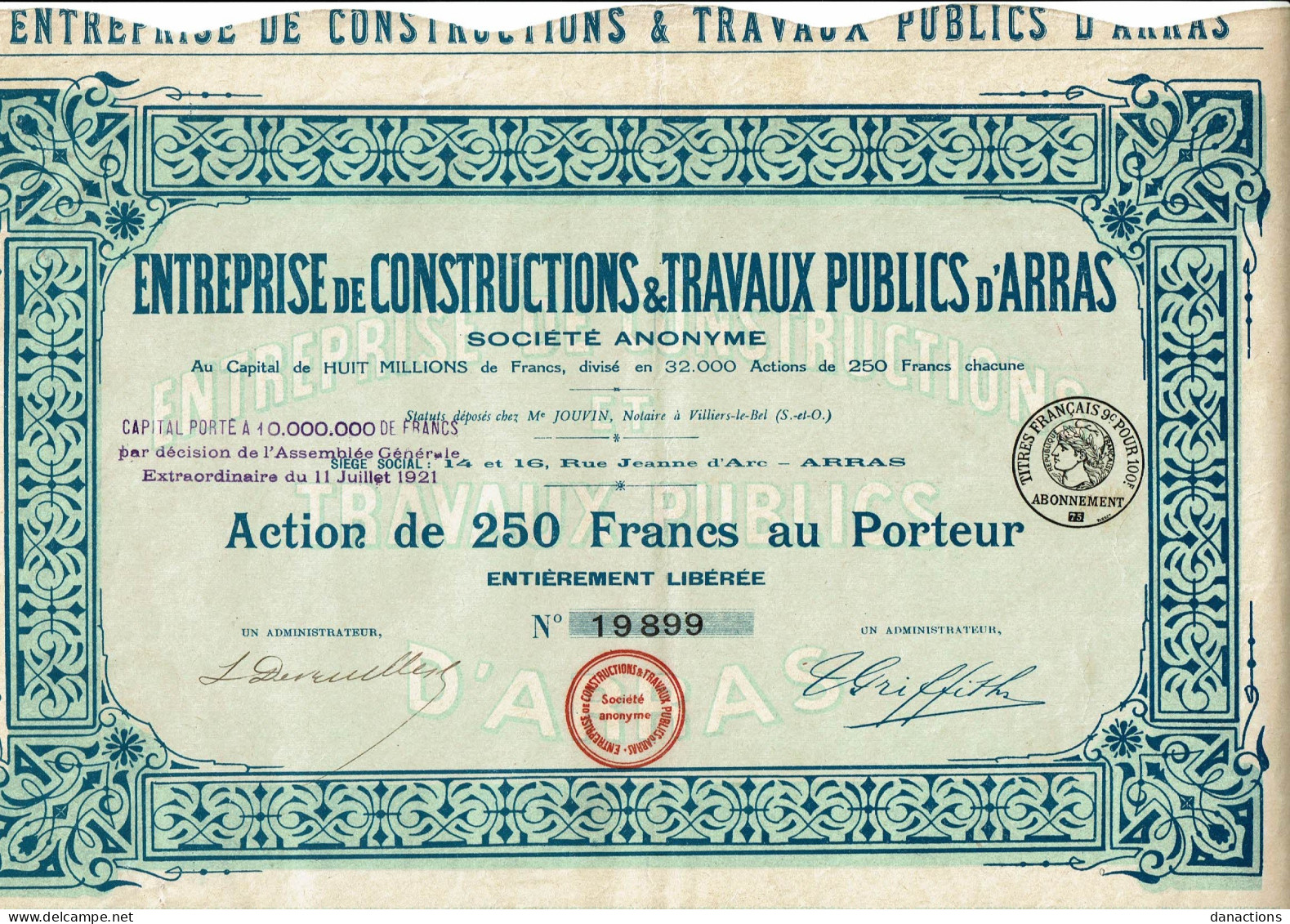 62-CONSTRUCTIONS & TRAVAUX PUBLICS D'ARRAS. ENTREPRISE DE ...   Lot De 7 - Otros & Sin Clasificación