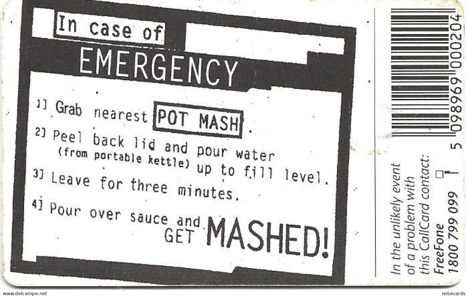 Ireland: Telecom Eireann - 1998 Pot Mash Snack - Irland