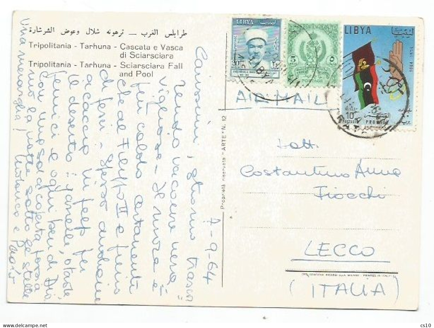 Libya 1962 Boy Scout Meeting 10m Value + Other Pcard Sciarsciara Fall & Pool 7sep1964 X Italy - Brieven En Documenten