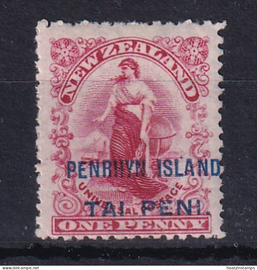 Penrhyn Is: 1902   Universal Penny Postage 'Penrhyn Island' OVPT   SG5    1d  [Perf: 14]   MH - Penrhyn