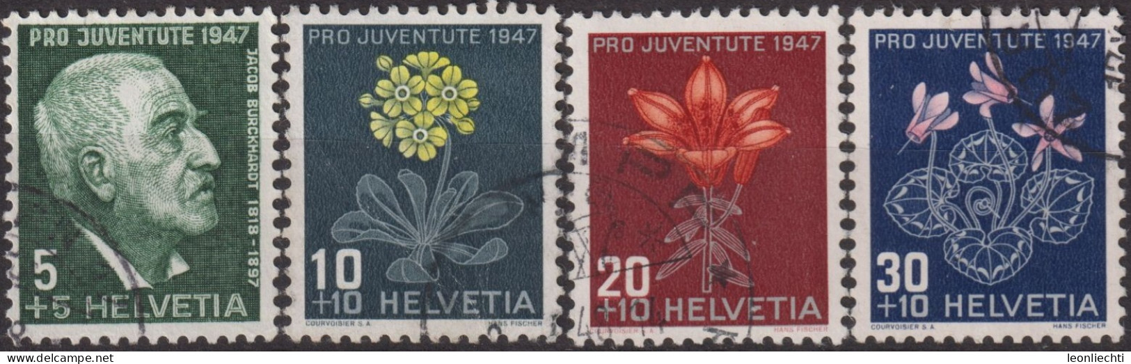 1947 Schweiz Pro Juventute ° Mi:CH 488-491, Yt:CH 445-448, Zum:CH J121-J124, J. Burckhardt Und Alpenblumen - Used Stamps