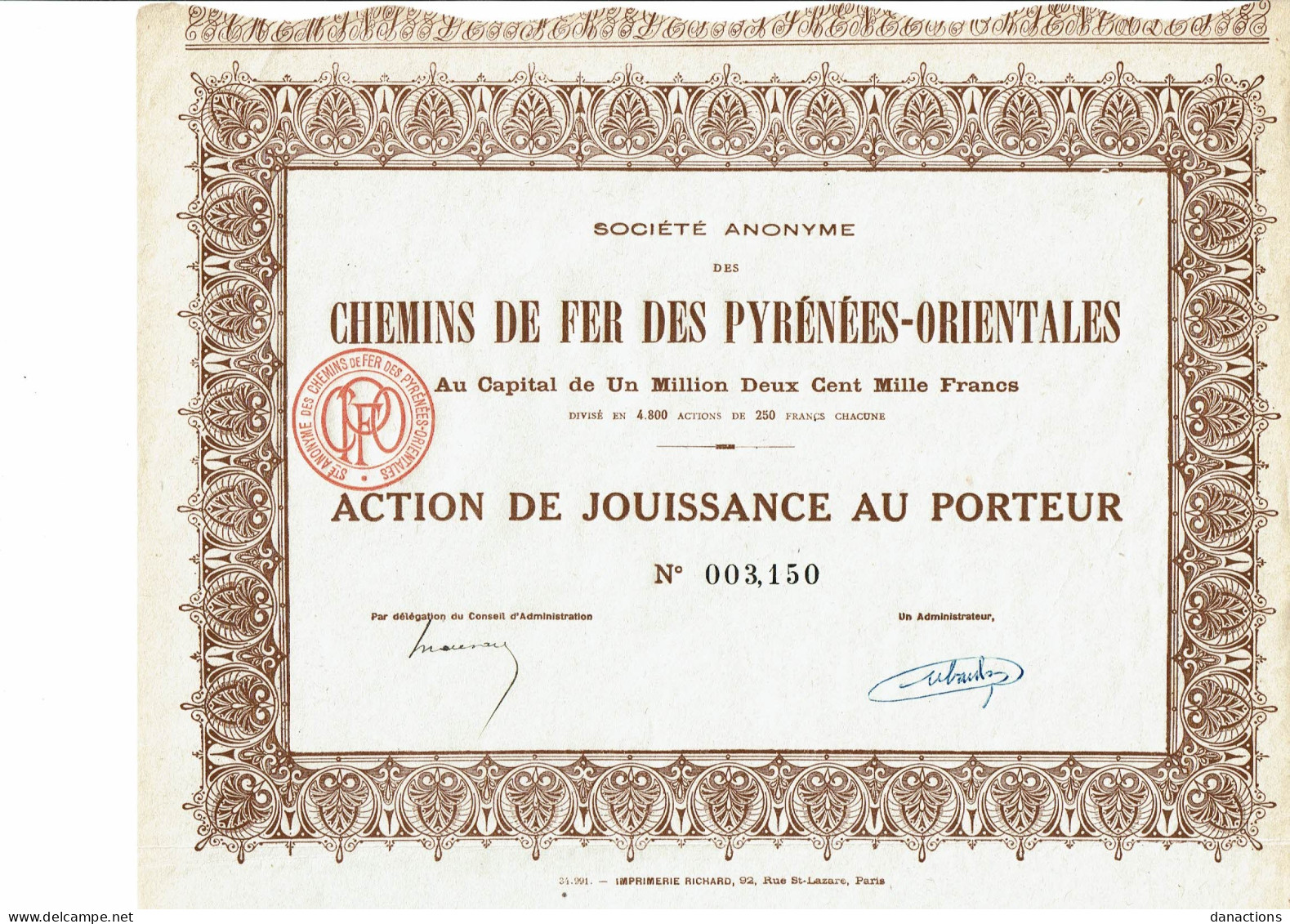 66-CHEMINS DE FER DES PYRENEES-ORIENTALES.    Imprimerie Richard.  Lot De 3 - Other & Unclassified