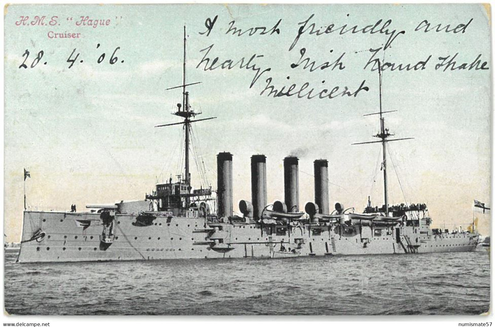 CPA HMS HAGUE - Cruiser - Croiseur - Royal Navy - Krieg