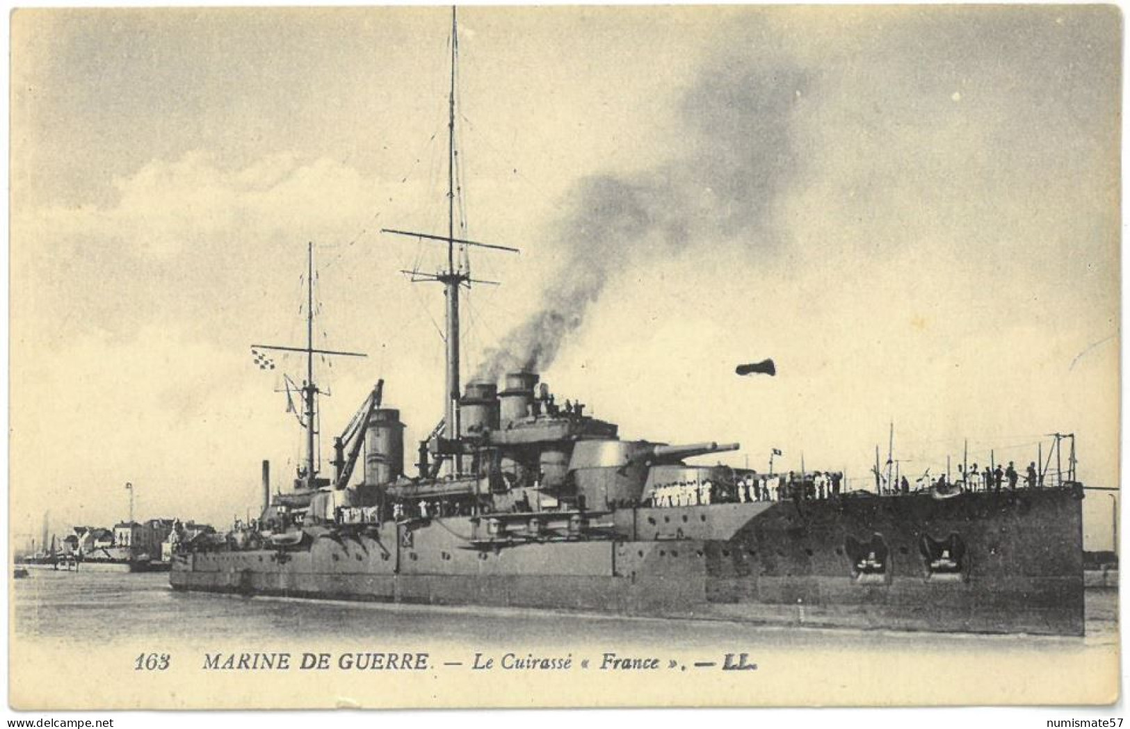 CPA MARINE DE GUERRE - Le Cuirassé FRANCE - Ed LL N°163 - Guerra