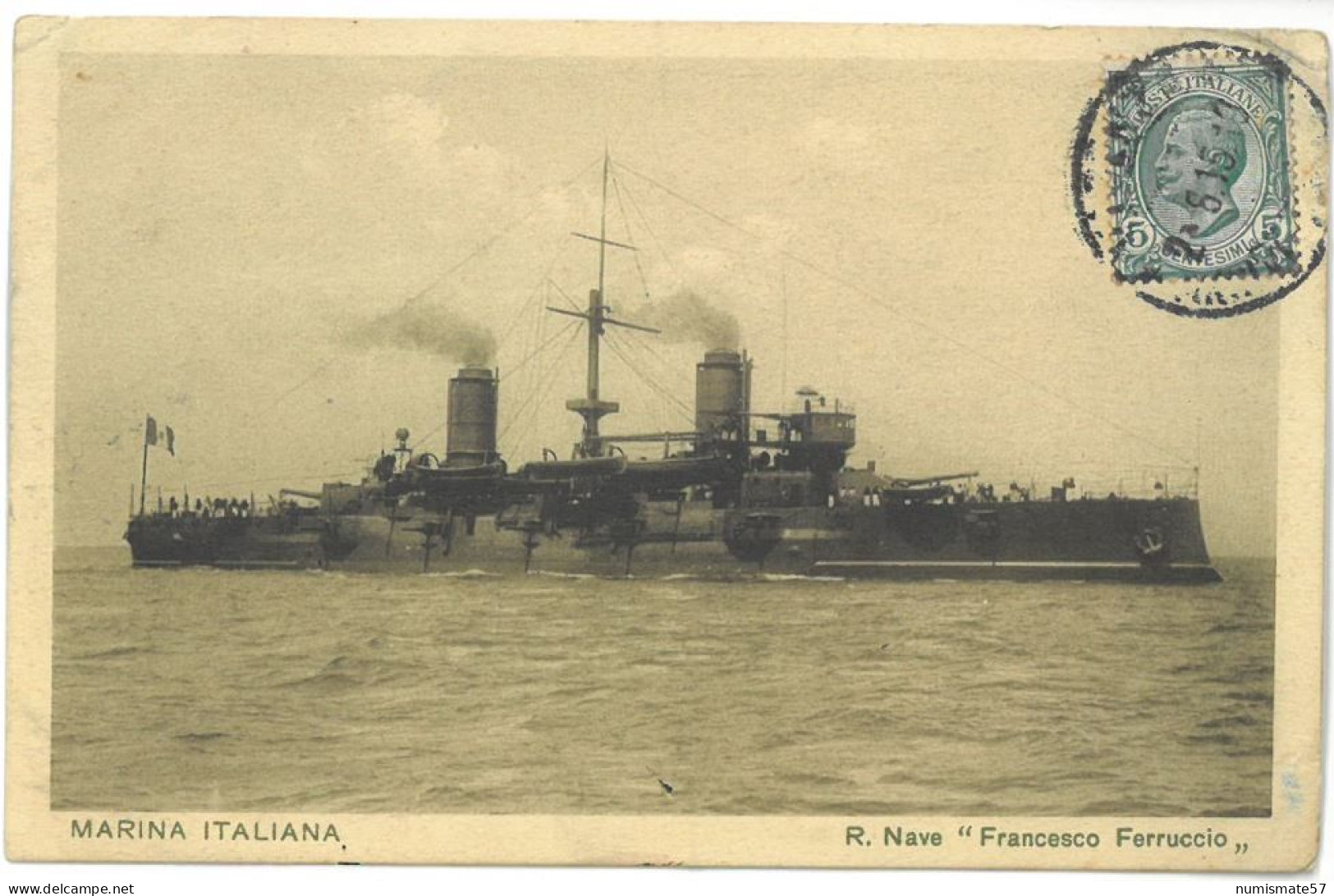 CPA R. Nave FRANCESCO FERRUCCIO - ( Cuirassé - Marina Italiana - Marine Italienne ) - Krieg