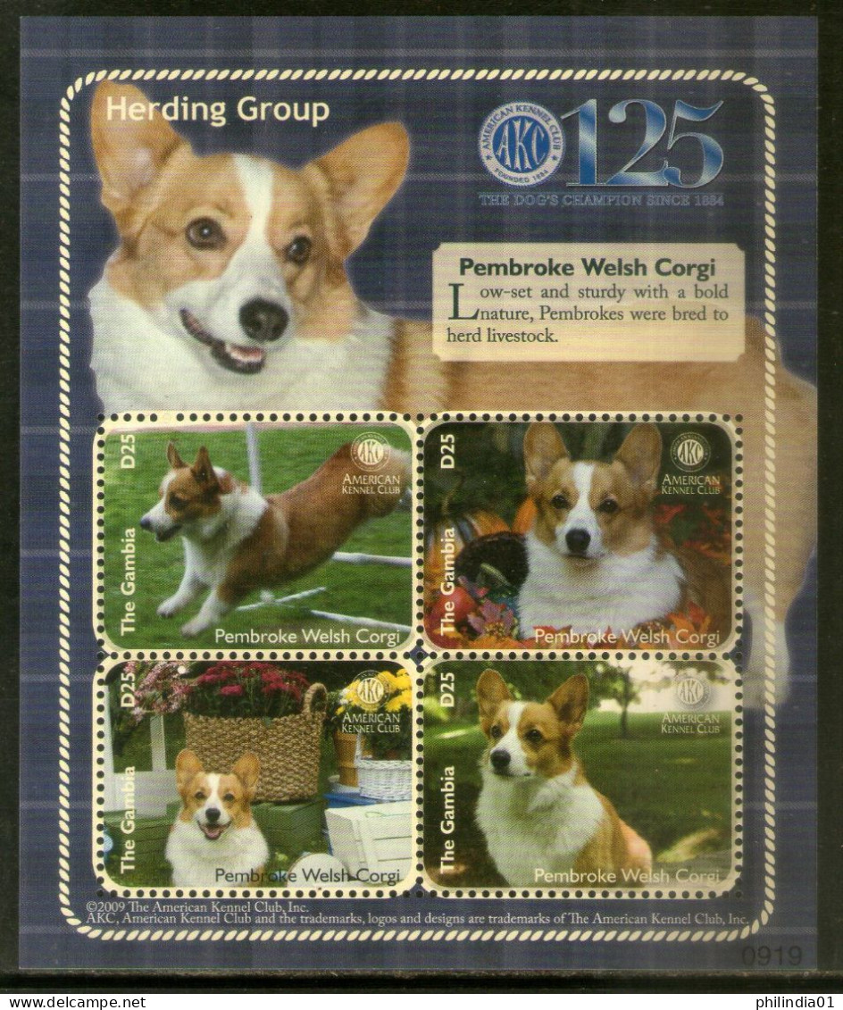 Gambia 2009 Pembroke Welsh Corgi Dogs Pet Animals Sc 3199 M/s MNH # 7687 - Chiens