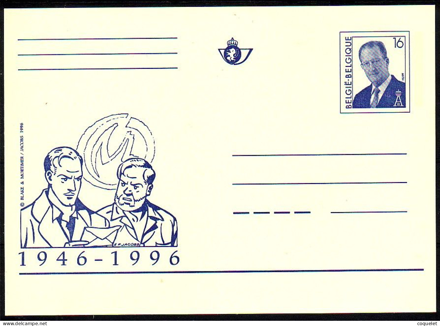 Belgique - Entiiers Postaux - Cartes Illustrées #  BLAKE Et MORTIMER Son Cinquantenaire 1946-1996 - Bandes Dessinées