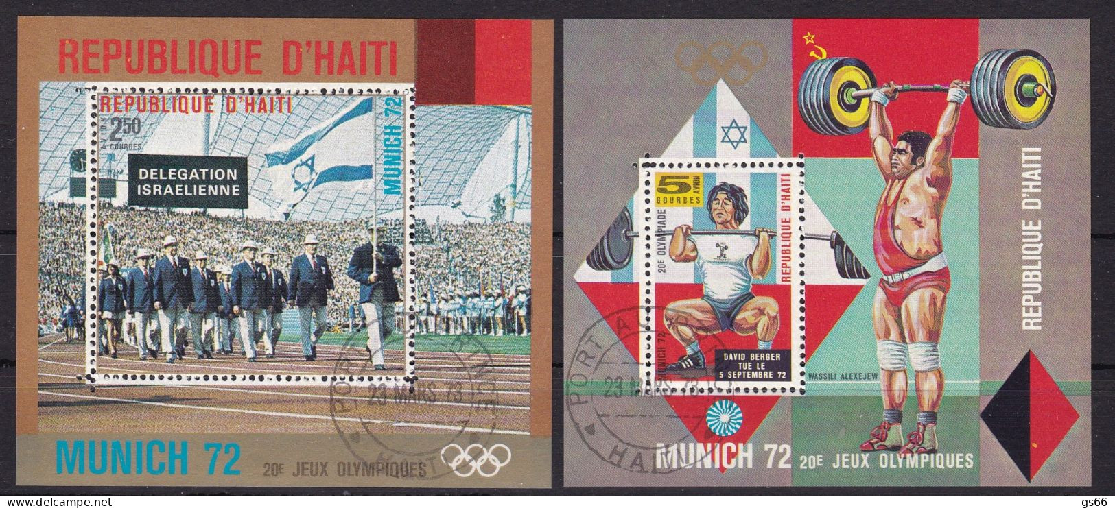 Haiti, 1972, 1219/20 B, Block  49/50, Used Oo ,  Olympische Sommerspiele, München. - Haití