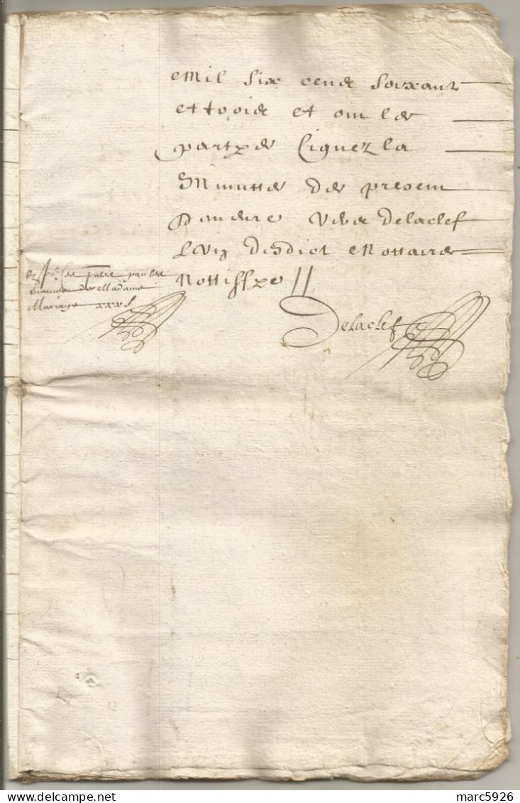 N°1966 ANCIENNE LETTRE DE PAR DEVANT LES NOTAIRES ROYAUX A DECHIFFRER DATE 1663