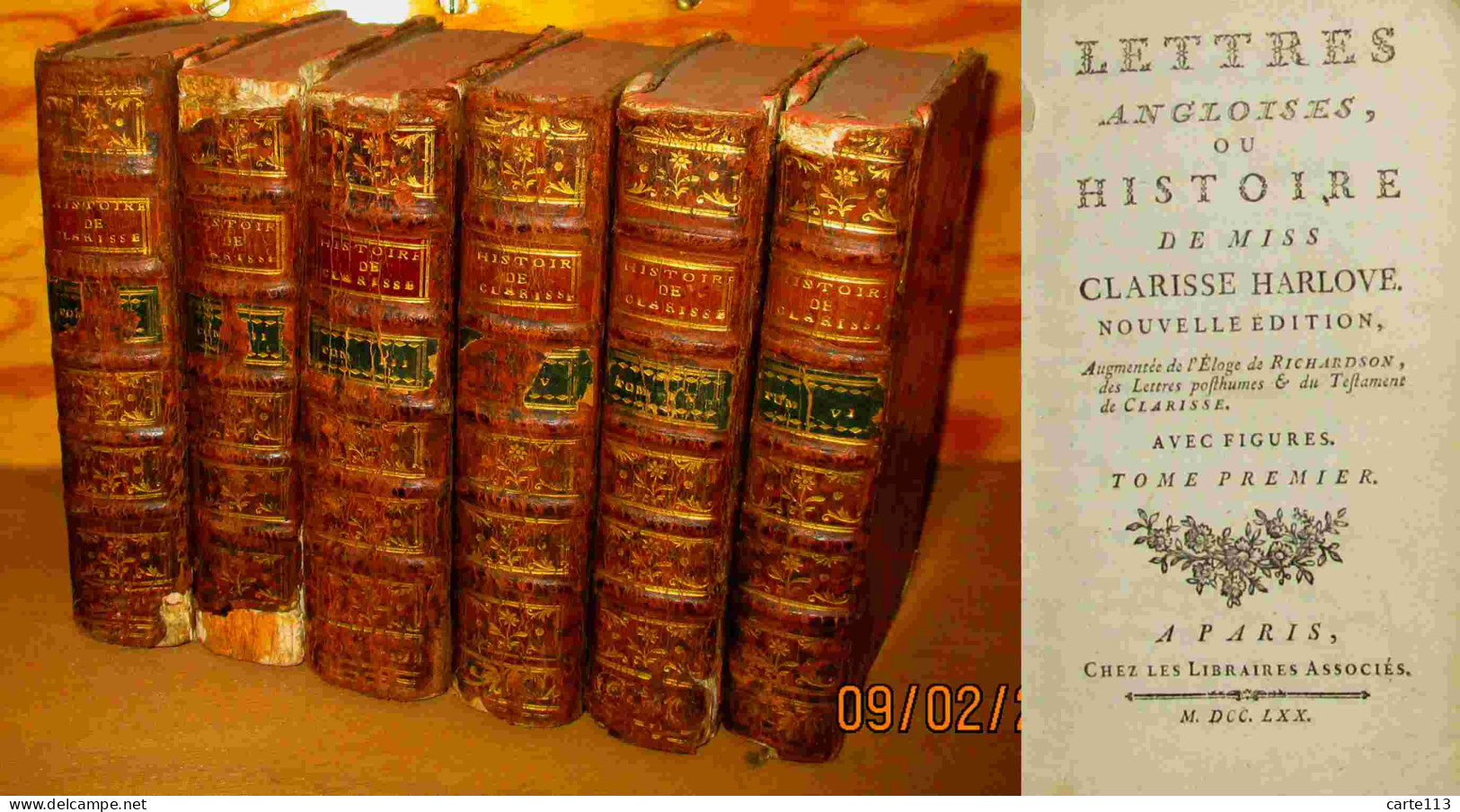 RICHARDSON Samuel    - LETTRES ANGLOISES OU HISTOIRE DE MISS CLARISSE HARLOWE - 6 TOMES - 1701-1800