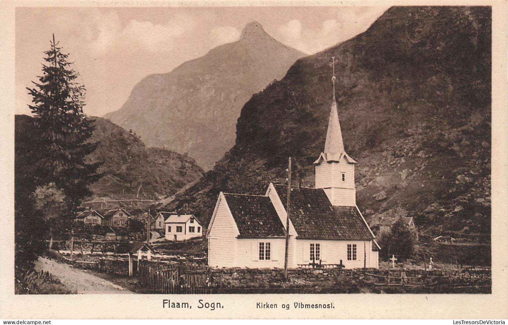 NORVEGE - Flaam - Sogn - Kirken Og Vibmesnosi - Carte Postale Ancienne - Norvège