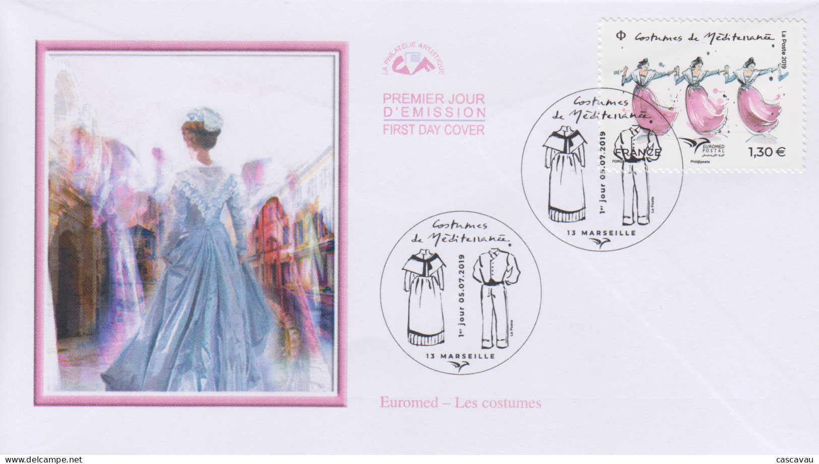 Enveloppe  FDC   1er  Jour   FRANCE    Les  Costumes  De   Méditerranée    EUROMED    MARSEILLE   2019 - 2010-2019