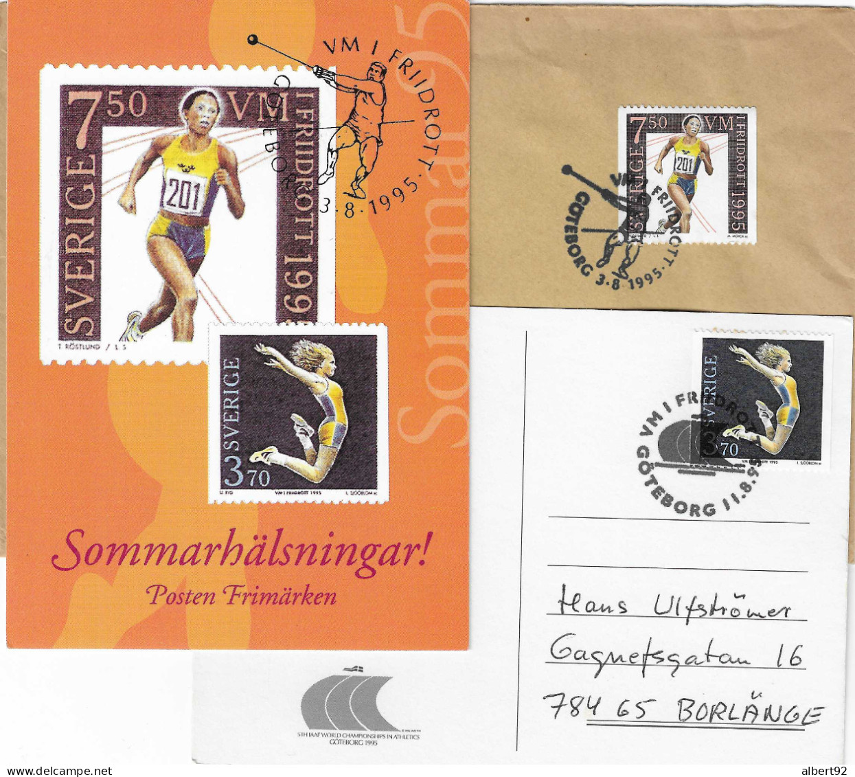 1995 Championnats Du Monde D'Athlétisme à Göteborg : 3 Documents, Lettre + Cartes Officielles - Leichtathletik