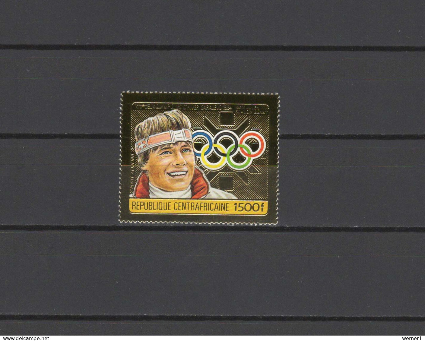 Central Africa 1984 Olympic Games Sarajevo, Gold Stamp MNH - Inverno1984: Sarajevo