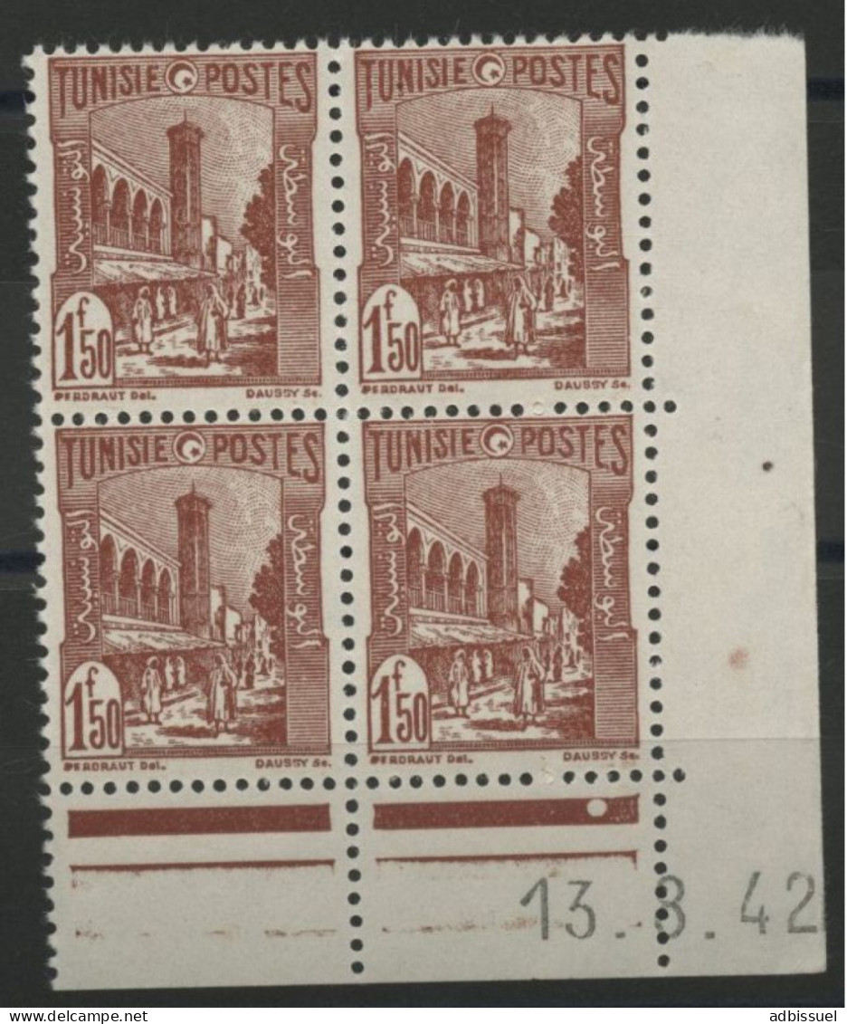 TUNISIE N° 234 Bloc Avec Coin Daté Du 13/8/42 Neuf Sans Charnière ** (MNH) TB - Unused Stamps