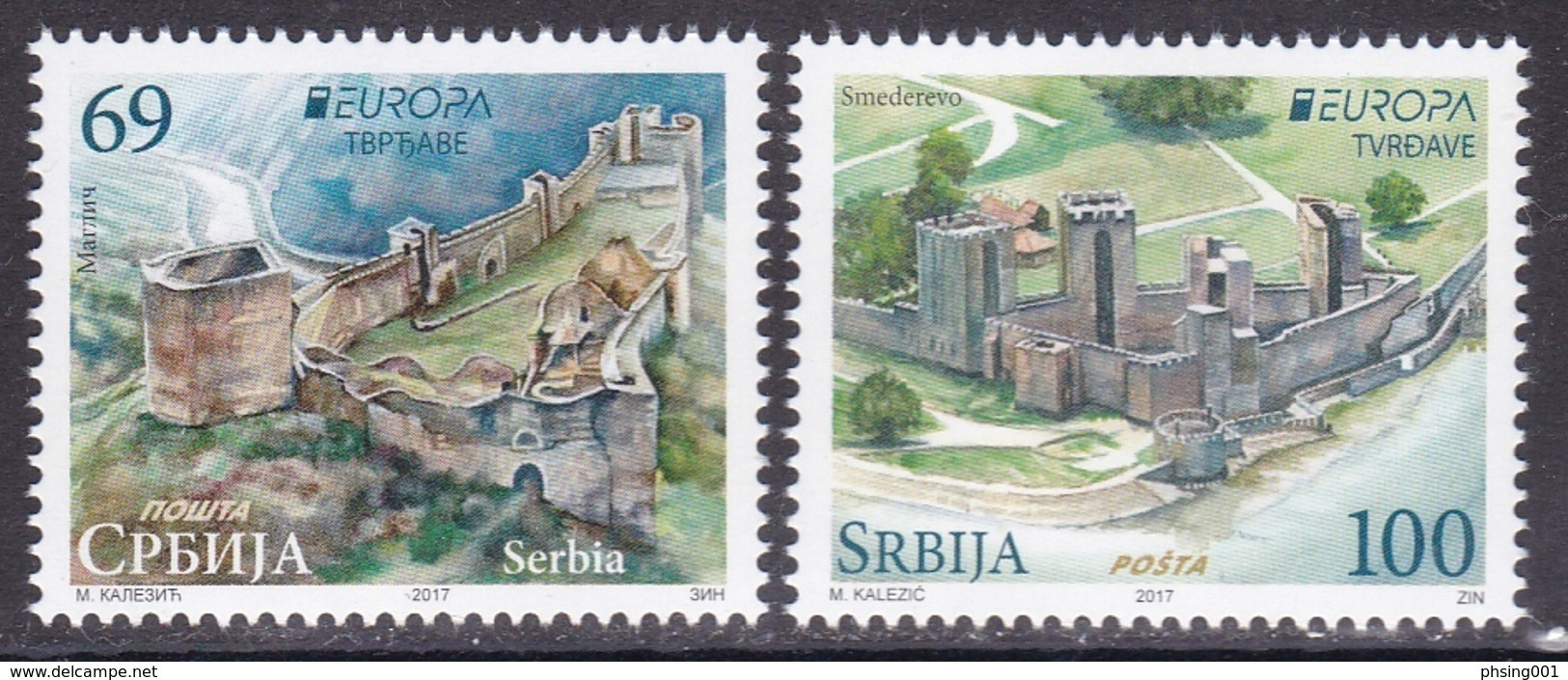 Serbia 2017 Europa CEPT Fortresses Castles Architecture, Set MNH - Servië