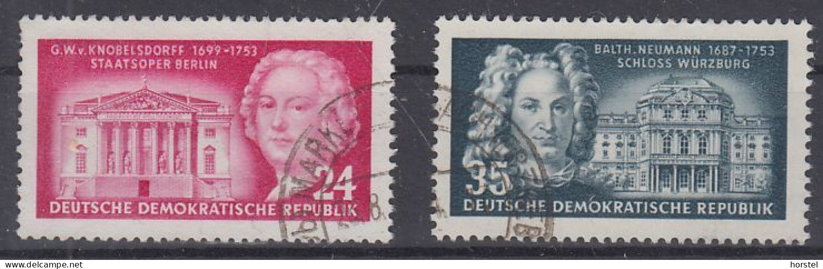 DDR Mi 382-83  200. Todestag Berühmter Deutscher Baumeister - Knobelsdorff - Neumann - Usati