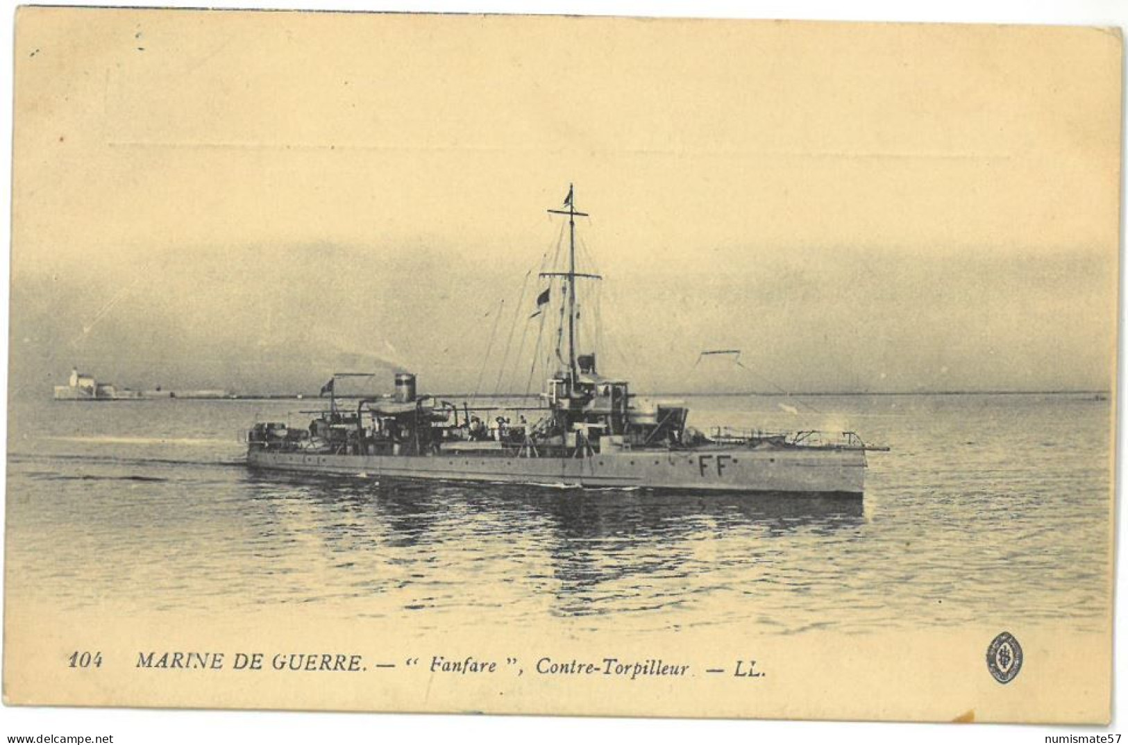 CPA MARINE DE GUERRE - FANFARE - Contre Torpilleur - Ed LL N°104 - Guerra