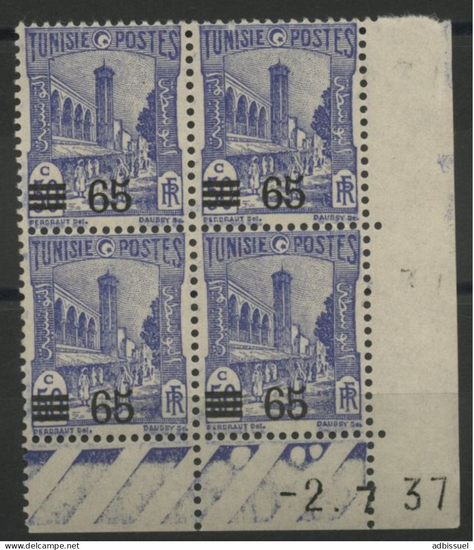 N° 183 Bloc De Quatre Neuf ** (MNH) 65 Ct Sur 50 Ct Outremer + Coin Daté Du 2/7/37 TB - Ongebruikt