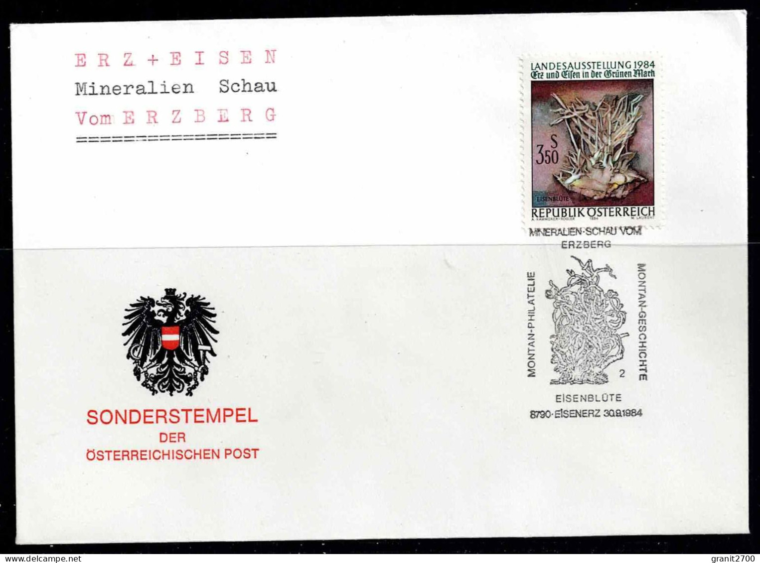 Brief Mit Sonderstempel Mineralien - Schau Vom Erzberg Vom 30.9.1984 - Lettres & Documents
