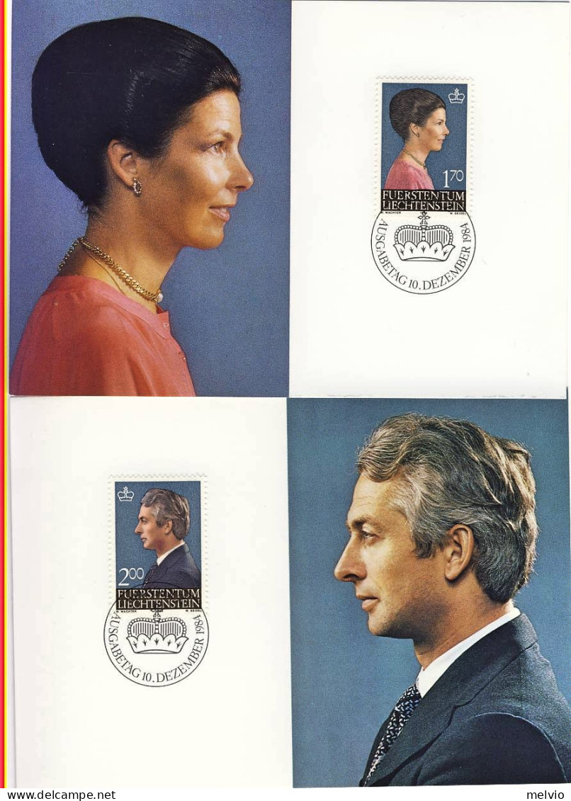 1984-Liechtenstein Due Cartoline Maximum Con S.2v."Effigi Dei Principi Ereditari - Autres & Non Classés