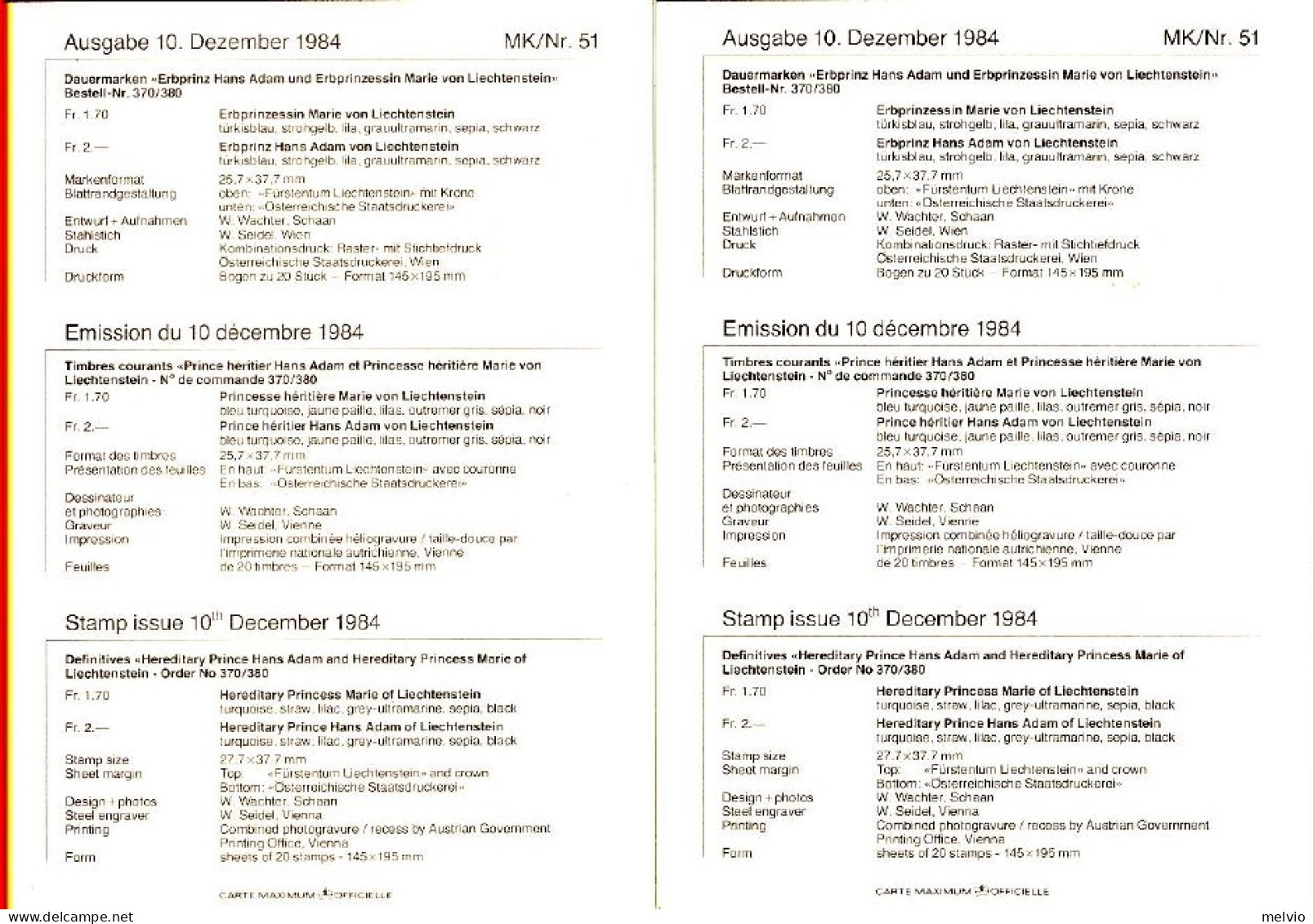 1984-Liechtenstein Due Cartoline Maximum Con S.2v."Effigi Dei Principi Ereditari - Andere & Zonder Classificatie