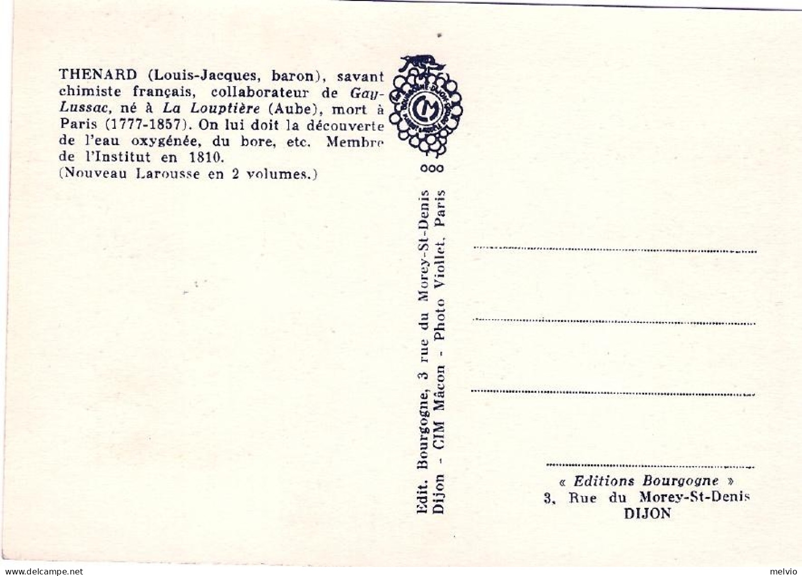 1957-Francia Cartolina Maximum Anniversario Thenard (chimico)con Annullo Fdc - 1921-1960: Modern Period