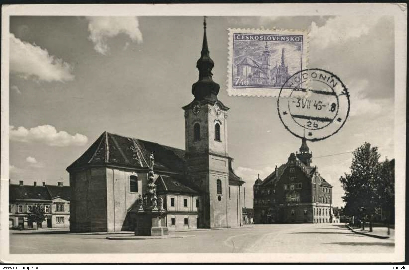 1946-Cecoslovacchia 7,40k."Hodonin"su Cartolina Foto Tipo Maximum - Sonstige & Ohne Zuordnung