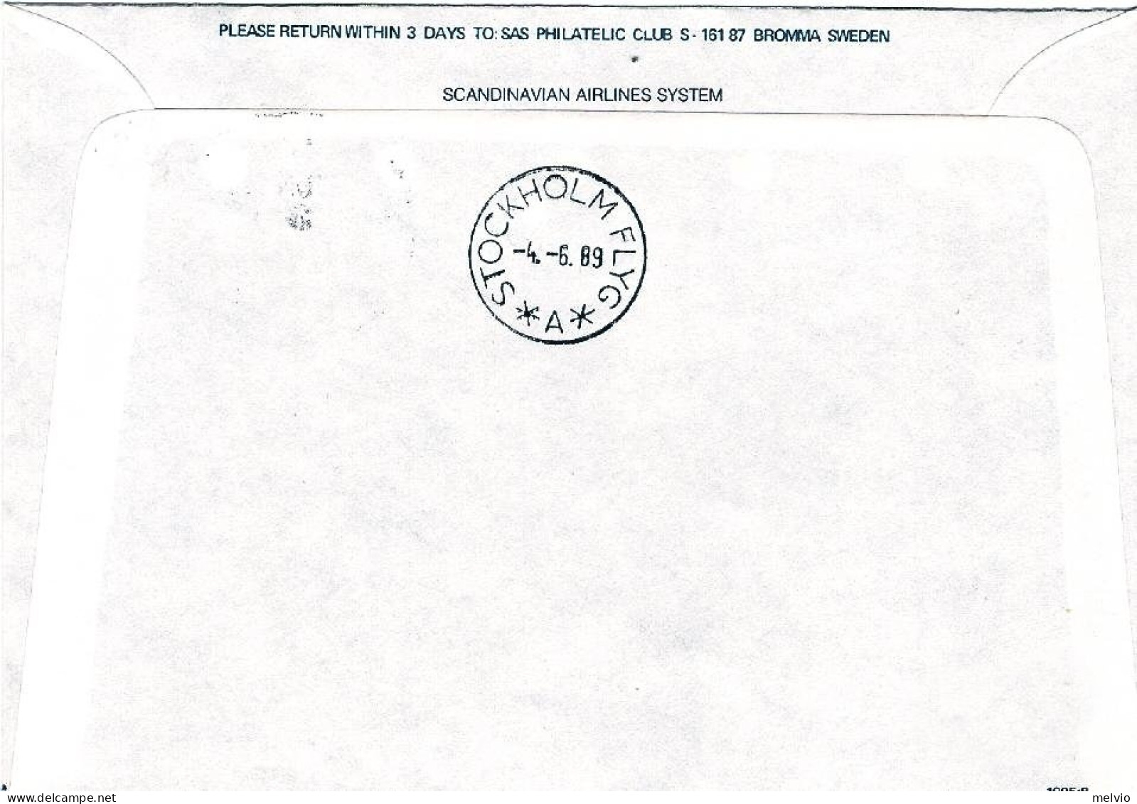 1989-U.S.A. I^volo SAS Chicago-Stoccolma,al Verso Bollo D'arrivo - 3c. 1961-... Lettres