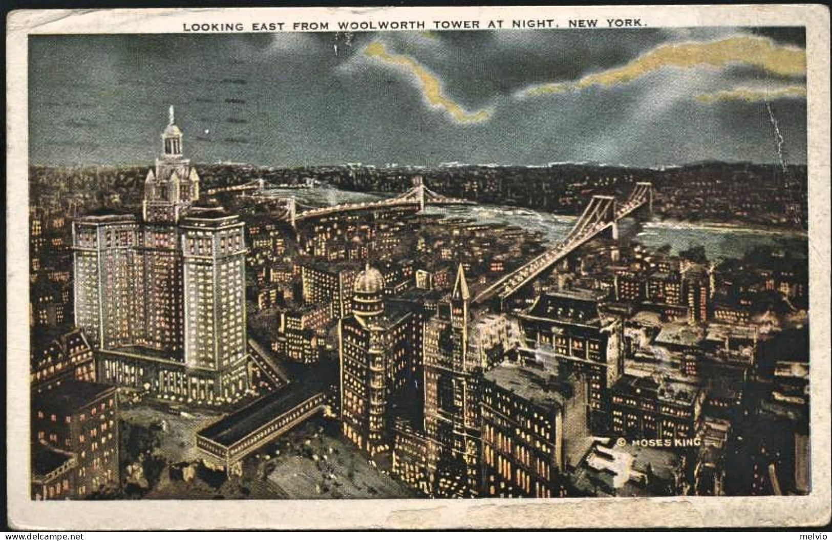 1920-U.S.A. Cartolina "New York Looking East From Woolworth Tower At Night"affra - Otros & Sin Clasificación