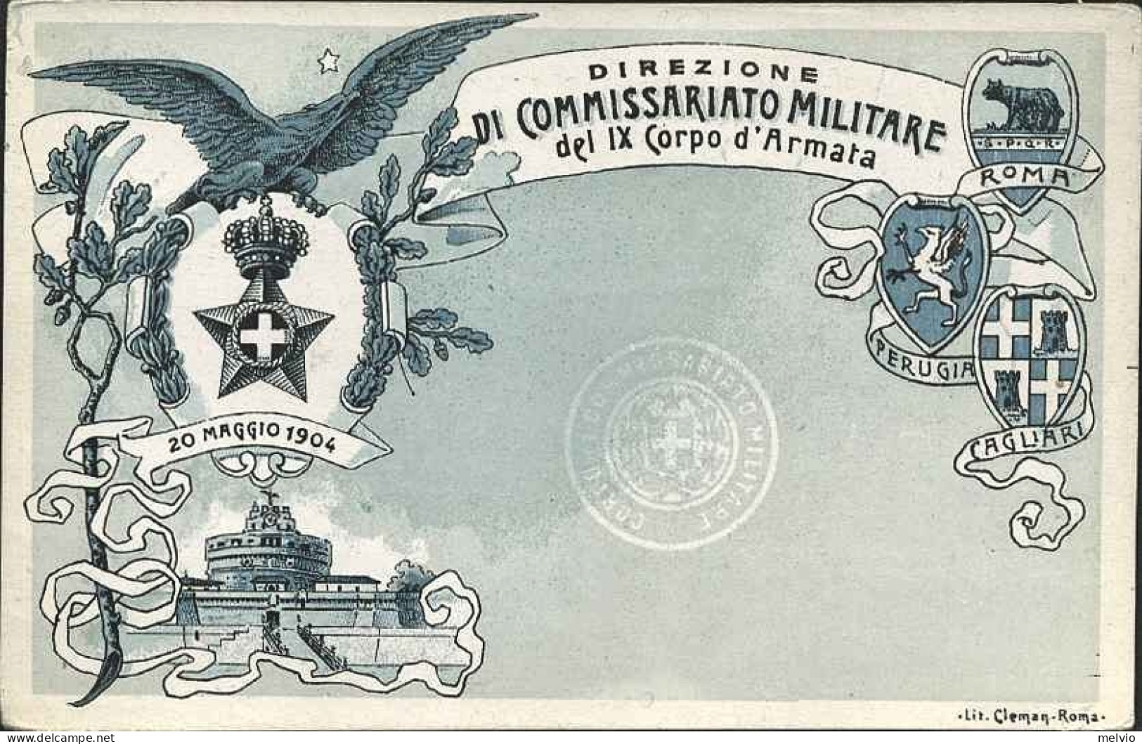 1904-"Direzione Del Commissariato Militare Del IX Corpo D'Armata" - Patriotic