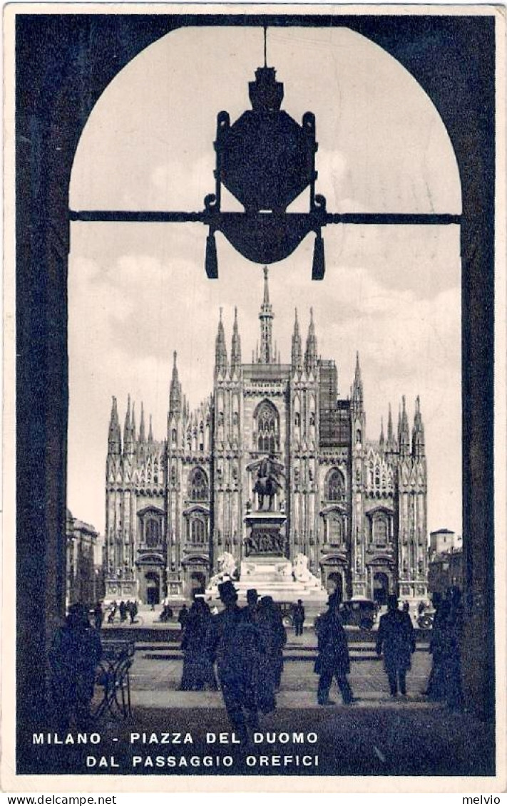1938-"Milano-piazza Del Duomo Dal Passaggio Orefici"affrancata 30c.Augusto - Milano (Mailand)