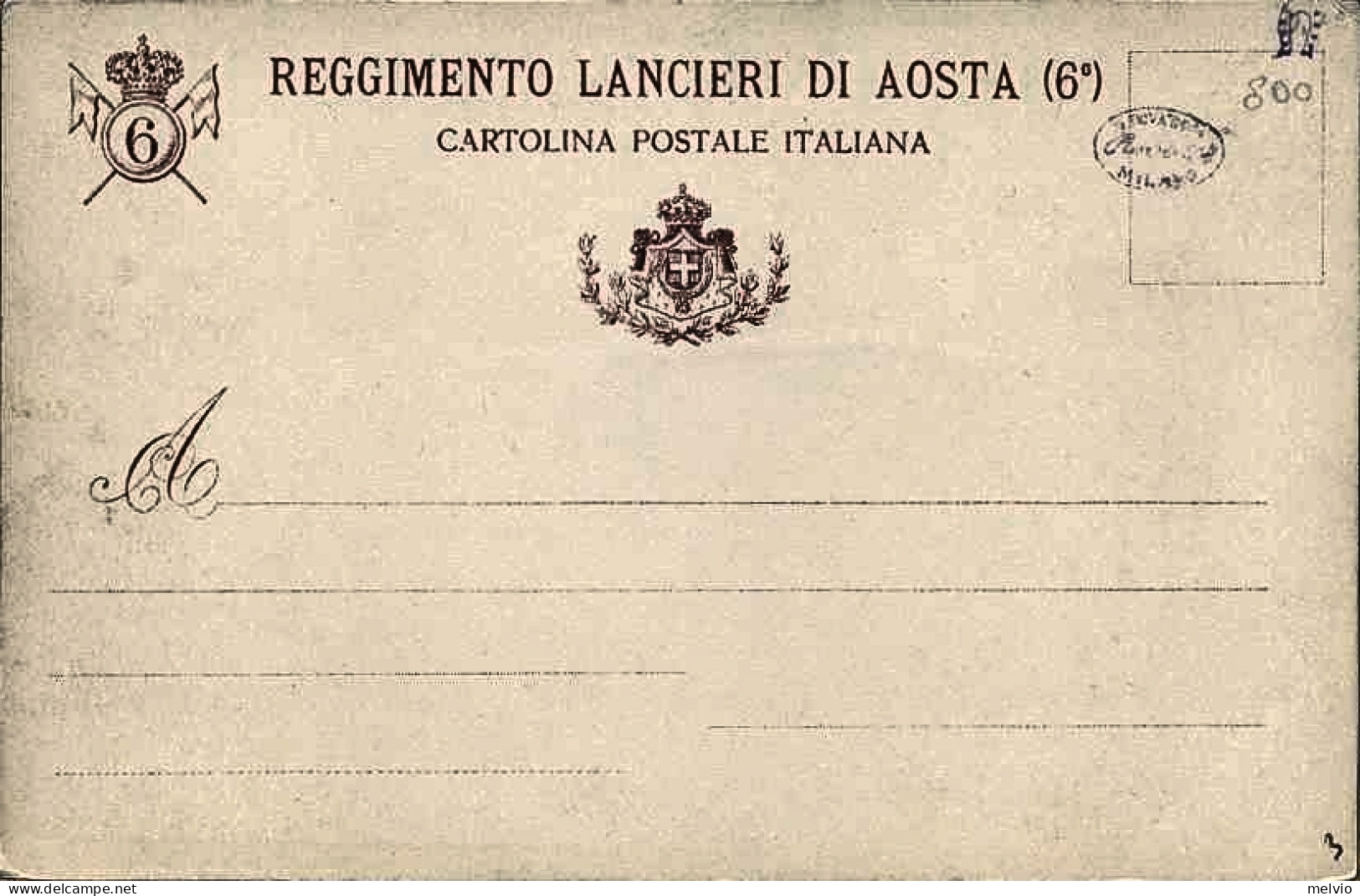 1904-"6 Reggimento Lancieri Di Aosta" - Patriotic