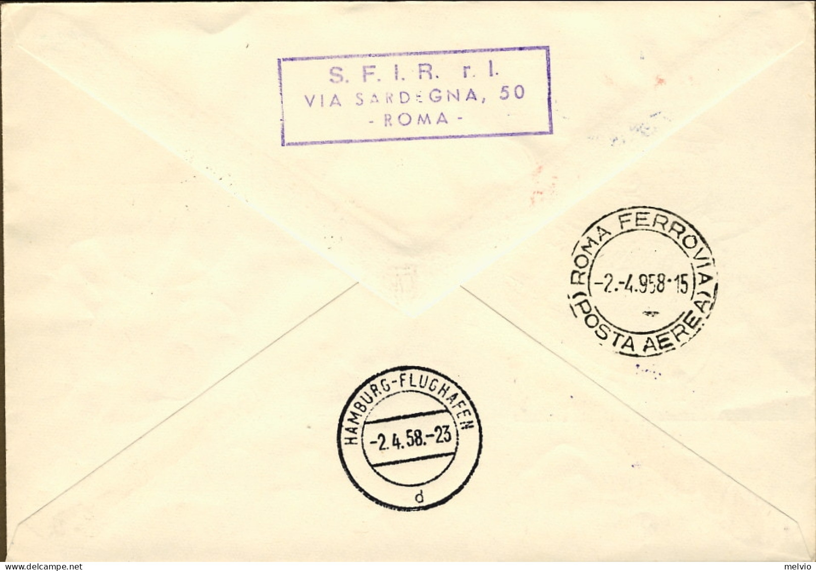 Vaticano-1958 Cat.Pellegrini N.824 Euro 75, Volo Roma Amburgo Del 2 Aprile (50 P - Aéreo