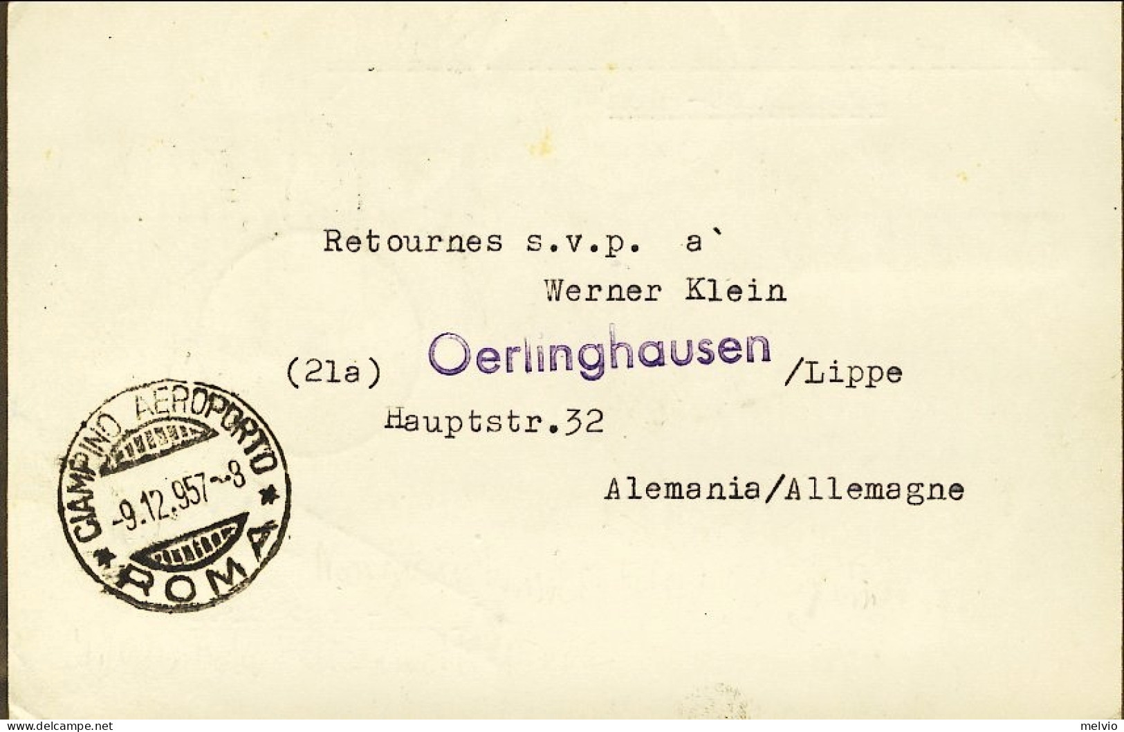 1957-Germania Cartolina Mit Erstflug Der Trans World Airlines Frankfurt Roma Del - Briefe U. Dokumente