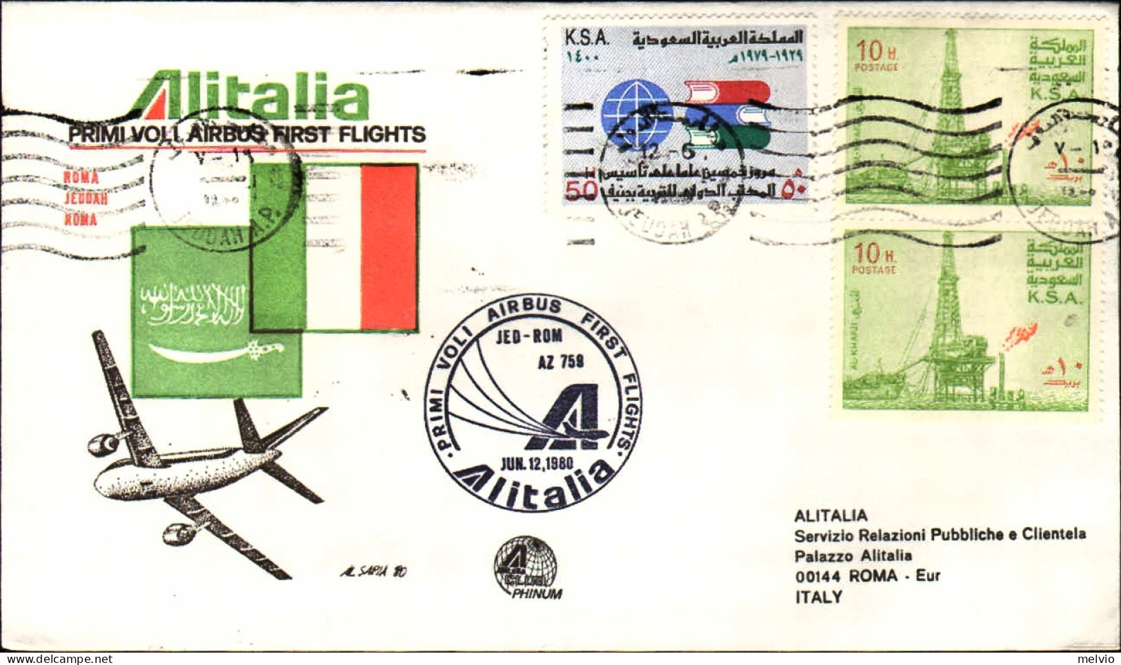 1980-Arabia Saudita I^volo Airbus Alitalia AZ759 Jeddah-Roma - Saudi Arabia