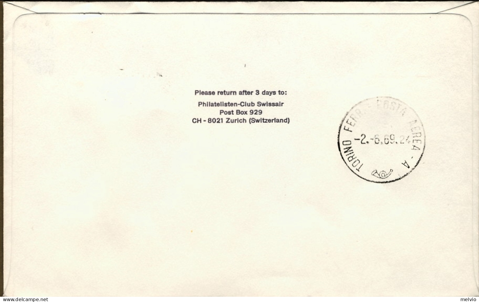 1969-Svizzera Raccomandata Illustrata I^volo Itavia Ginevra Torino Del 2 Giugno - Lettres & Documents