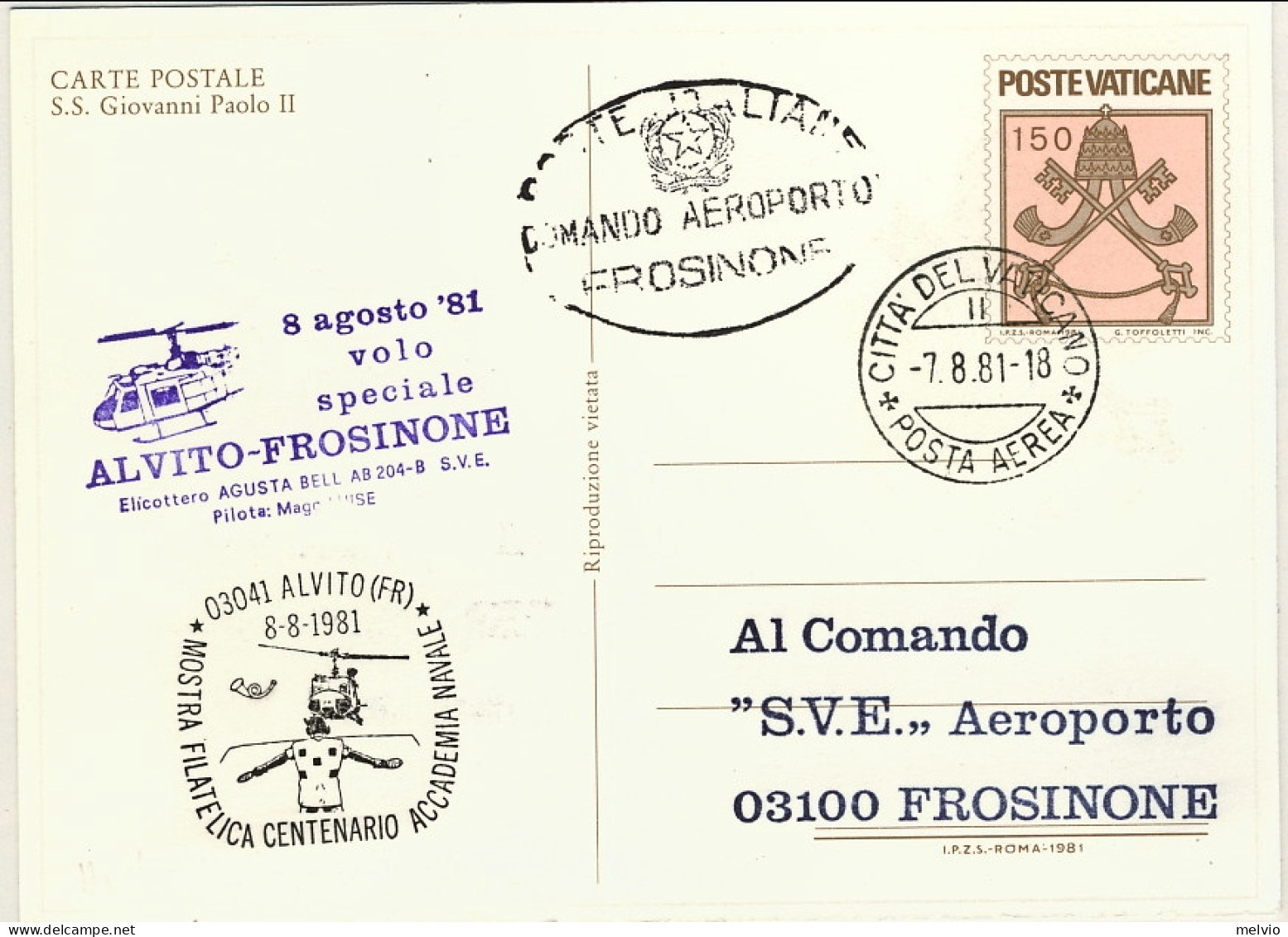 Vaticano-1981 Cartolina Illustrata Accademia Navale Di Livorno Mostra Filatelica - Airmail