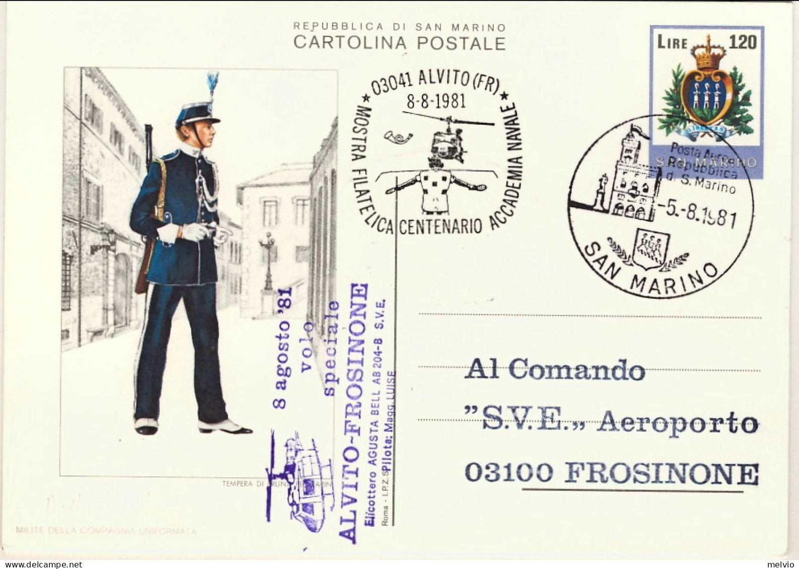 San Marino-1981 Cartolina Postale L.120 Stemma Mostra Filatelica Del Centenario, - Poste Aérienne