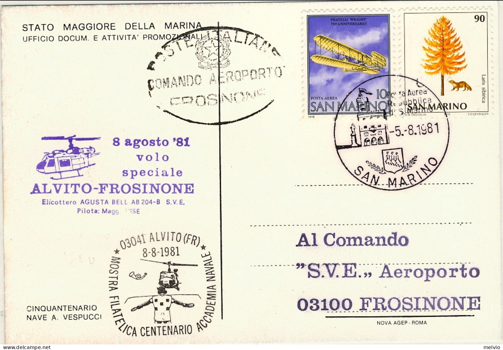 San Marino-1981 Cartolina Illustrata Accademia Navale Di Livorno Mostra Filateli - Corréo Aéreo